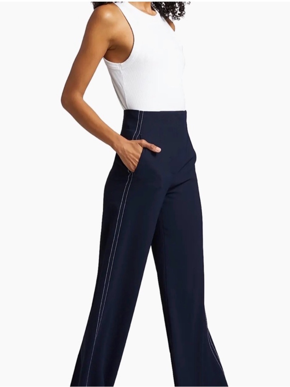 Veronica Beard Dark Blue Wide Leg Pants